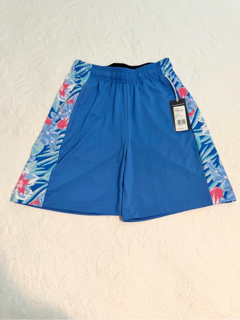 Vineyard Vines Performance Lacrosse shorts floral tide blue Pink Boys Small Med